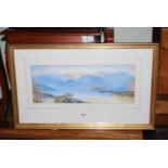 J Tooth - an Alpine lake, watercolour, signed and dated lower left 1864, 23x58cm, and one other