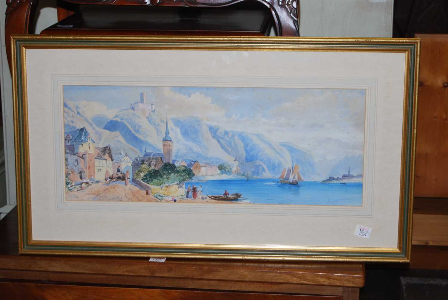 J Tooth - an Alpine lake, watercolour, signed and dated lower left 1864, 23x58cm, and one other - Image 5 of 8