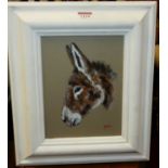 Ryan - Donkey head portrait, acrylic on panel, signed lower right, 22x16.5cm