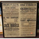 A collection of five various framed early Victorian theatrical posters, to include The Theatre