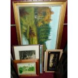 Assorted pictures to include landscape oil, watercolours, etc (7)