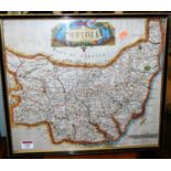 Robert Morden - County map of Suffolk, hand coloured engraving, 35x41cmCondition report: Some
