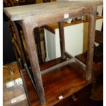 A 19th century rustic joined oak square side table, width 63.5cm