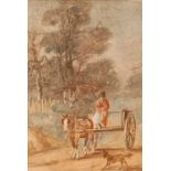 George Frost of Ipswich (1745-1821) - Returning from market, watercolour, 32 x 21.5cm Provenance;