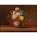 Berbig(?) - Still life with flowers in an Imari vase, oil on canvas, indistinctly signed lower