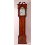 A George III mahogany and boxwood strung longcase clock, circa 1780, the painted 12" dial signed
