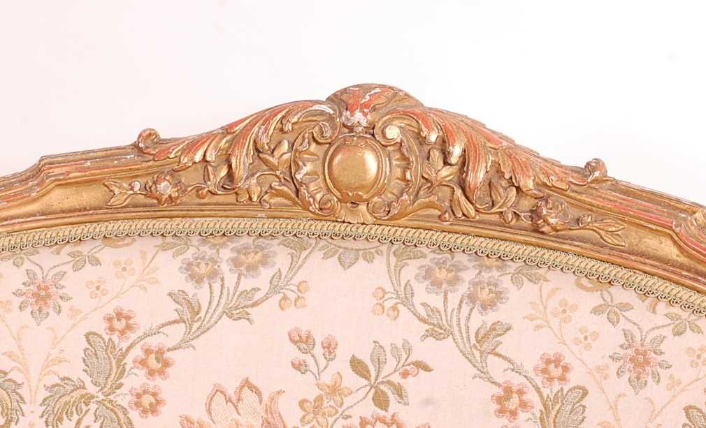 A 19th century giltwood and gesso tub chair, the swept frame with acanthus leaf moulding, silk - Image 2 of 8