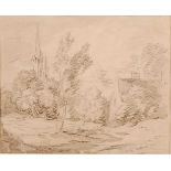 Thomas Gainsborough (1727-1788) - Scene near Bath, black chalk and grey-wash on white paper, 155 x