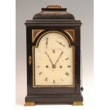 Thomas Hughes of London - a Geo III ebony veneered on oak bracket clock, having an unsigned white