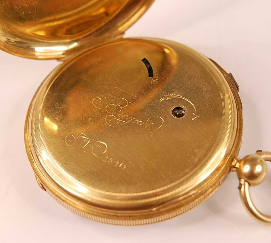 A Breguet 18ct gold cased gent's open faced repeating pocket watch, having an unsigned white - Image 4 of 5