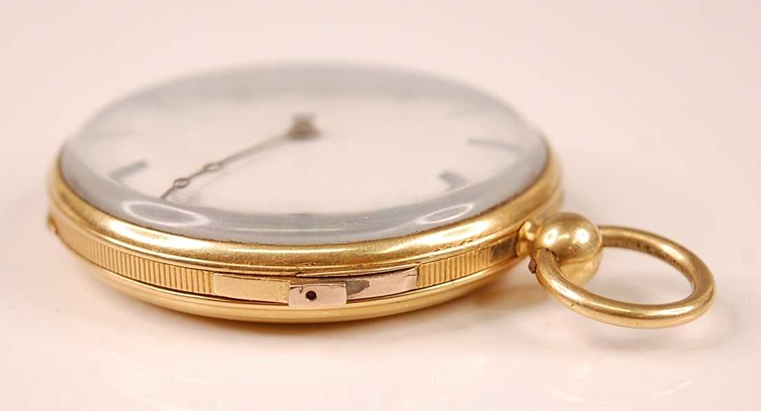 A Breguet 18ct gold cased gent's open faced repeating pocket watch, having an unsigned white - Image 3 of 5