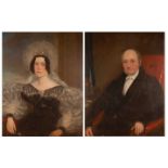 19th century English school - Pair; Half-length portraits of a lady and gentleman, each in seated