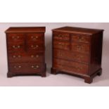 A matched pair of George III mahogany chests, each arranged as two flights of two drawers over two