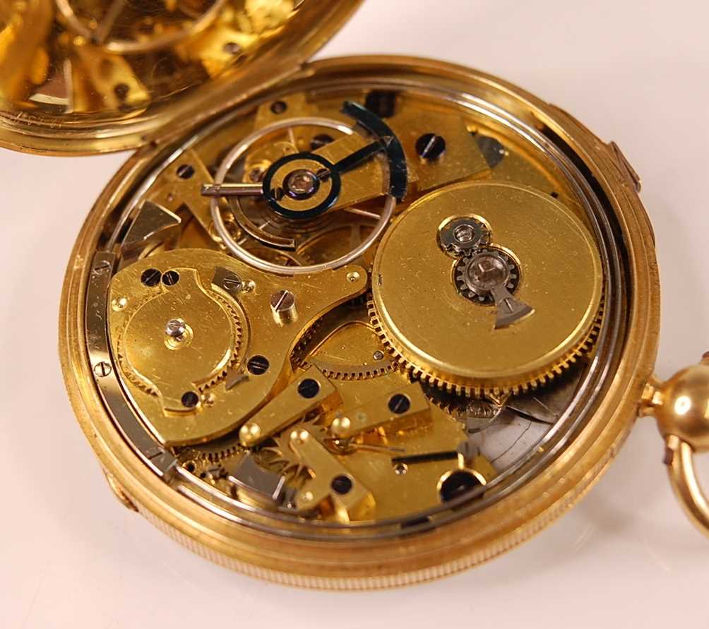 A Breguet 18ct gold cased gent's open faced repeating pocket watch, having an unsigned white - Image 5 of 5