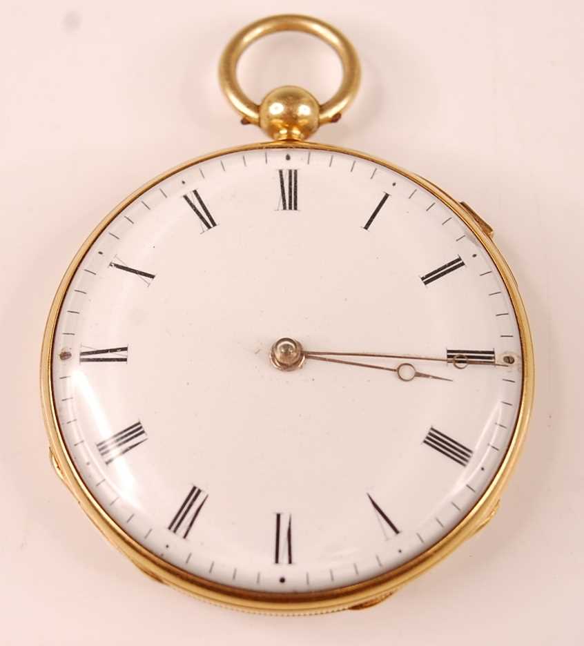 A Breguet 18ct gold cased gent's open faced repeating pocket watch, having an unsigned white