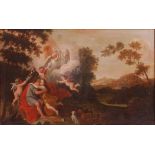 18th century continental school - Allegorical landscape scene, oil on canvas (re-lined and re-