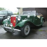 A 1953 MG TD Midget Reg No. TSJ966 Chassis No. TD27729 Engine No. N519236 Colour. Green with Beige