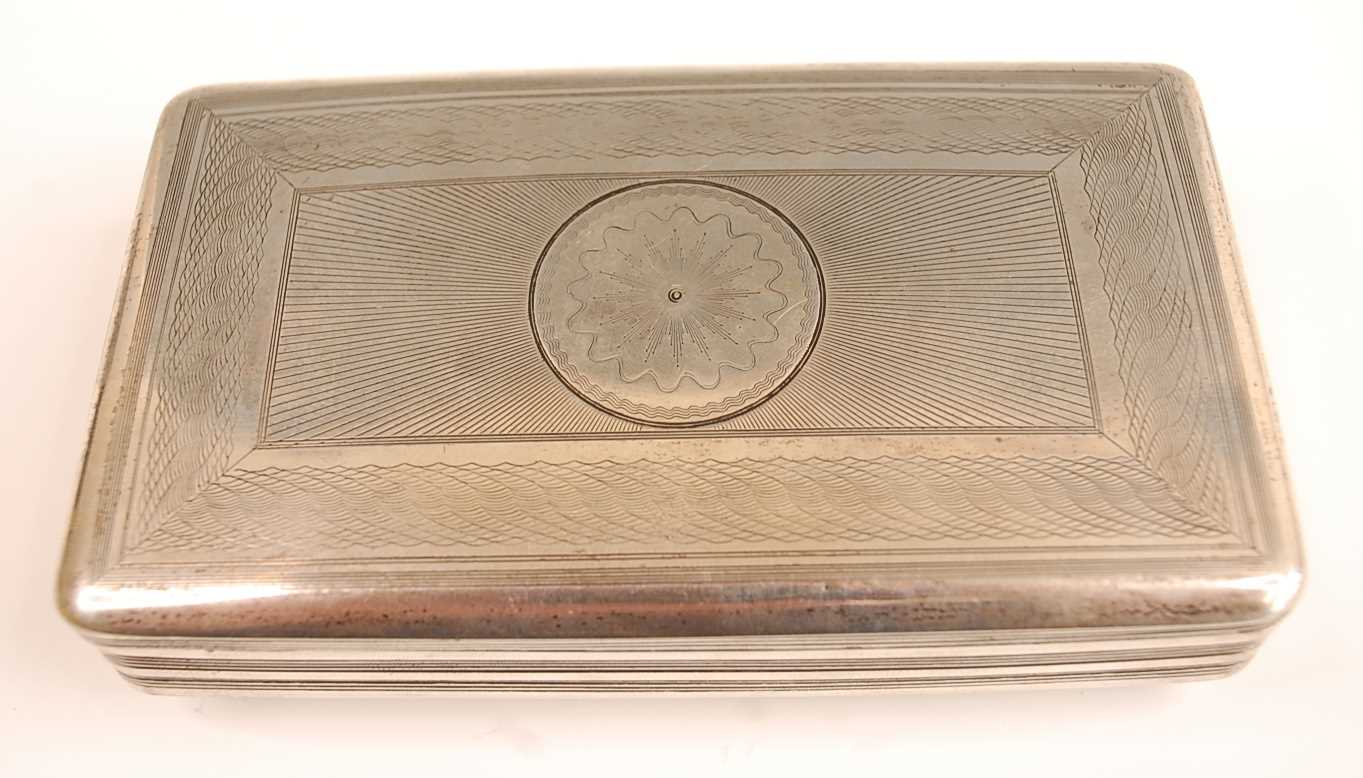 A 19th century Dutch silver tobacco box, having engine turned hinged cover and reeded banded - Image 3 of 5