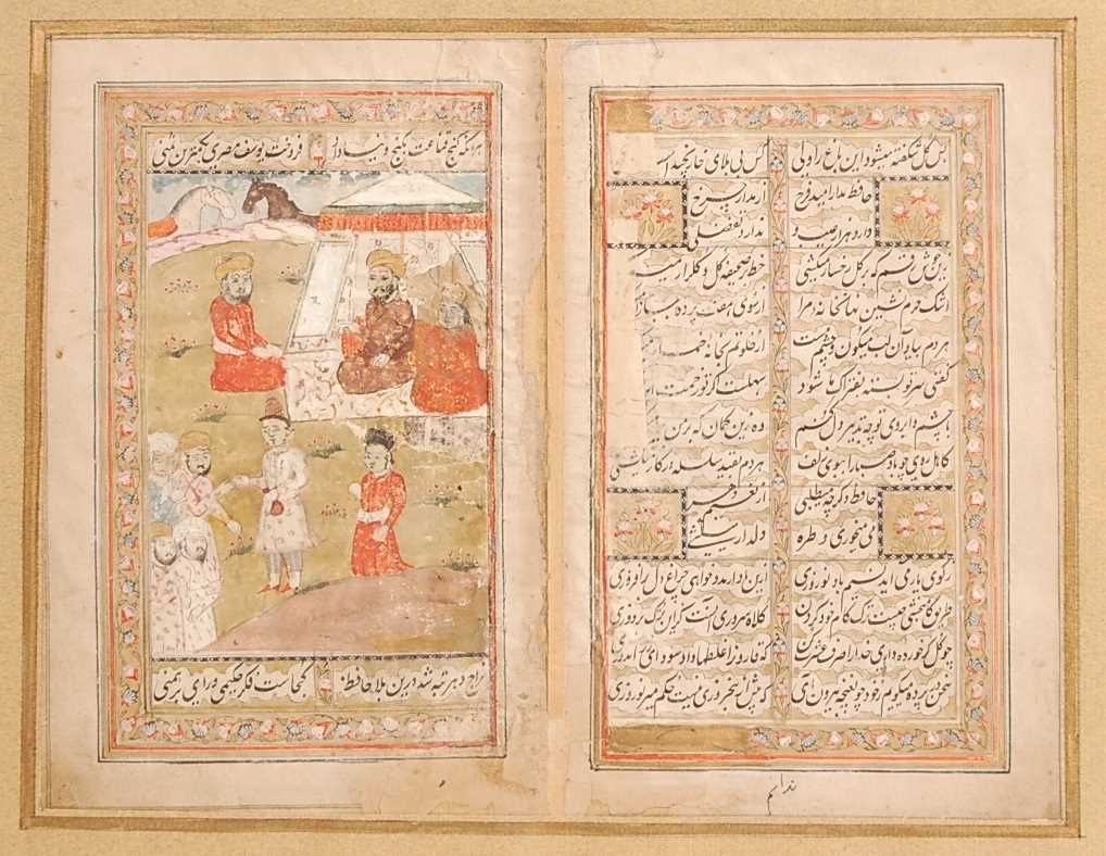 A collection of framed Indo-Persian illuminated manuscript pages, probably 19th century, four appear - Image 3 of 8