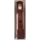 Martinois à Longuyon - an 18th century French walnut longcase clock, having a signed white enamel