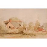 James Stark (1794-1859) - A Norfolk farmhouse, watercolour, 15 x 23.5cm, bearing label verso stating