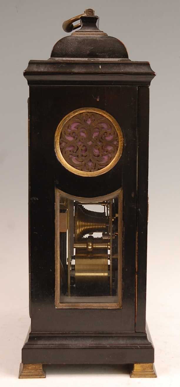 Thomas Hughes of London - a Geo III ebony veneered on oak bracket clock, having an unsigned white - Image 7 of 7