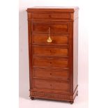 A late 19th century French walnut secretaire à abattant, having fallfront enclosing rosewood and
