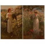 Robert Payton Reid (1859-1945) - Pair; Among the flowers, oil on canvas, each signed lower left, one