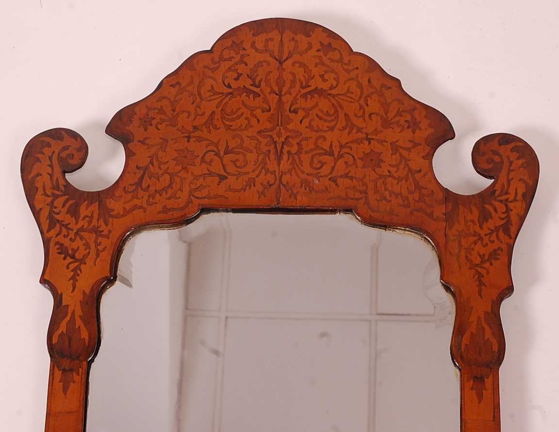 A late 19th century rosewood and satinwood wall mirror, in the Chippendale style, having a seaweed - Image 2 of 4