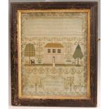 Mary A Williams - a late George III needlework verse and picture sampler, signed and dated July 28th