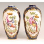 A pair of Paris porcelain vases after the Worcester Dr Wall examples, each enamel decorated with