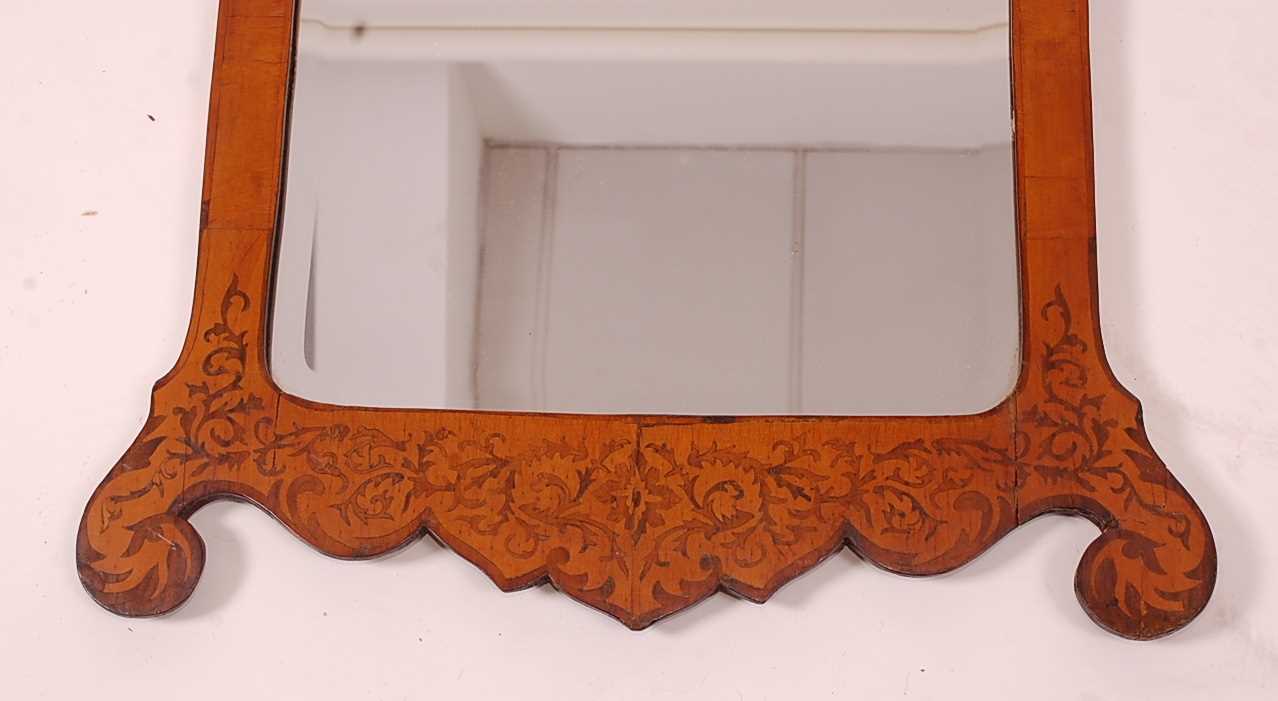 A late 19th century rosewood and satinwood wall mirror, in the Chippendale style, having a seaweed - Image 3 of 4