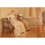 George Goodwin Kilburne (1839-1924) - The Chaperone, watercolour heightened with white, signed lower