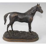 After Pierre Jules Mene (1810-1879), a bronze model of a horse in standing pose on a naturalistic