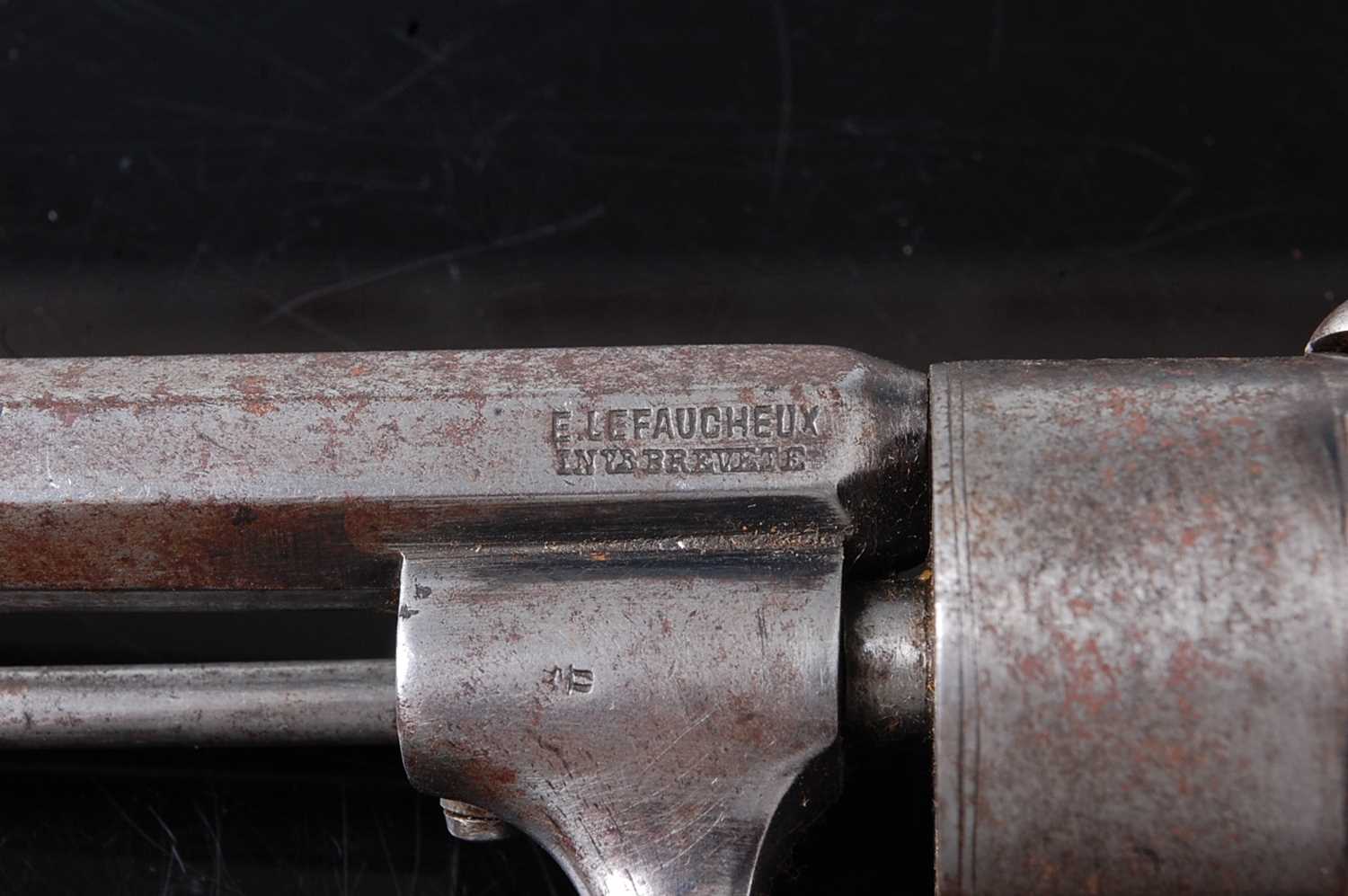 A 19th century Belgian 7mm six shot pin fire revolver, the 8.5cm octagonal barrel marked to the left - Image 2 of 8