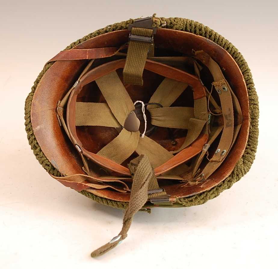 A Danish M1948 steel helmet, with leather/canvas liner and outer net. - Image 2 of 2