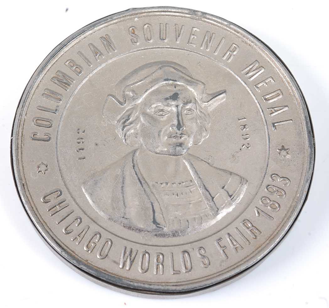 Chicago World's Fair 1893, Columbian Souvenir Medal, obv; Columbus within legend, rev; U.S. Man of