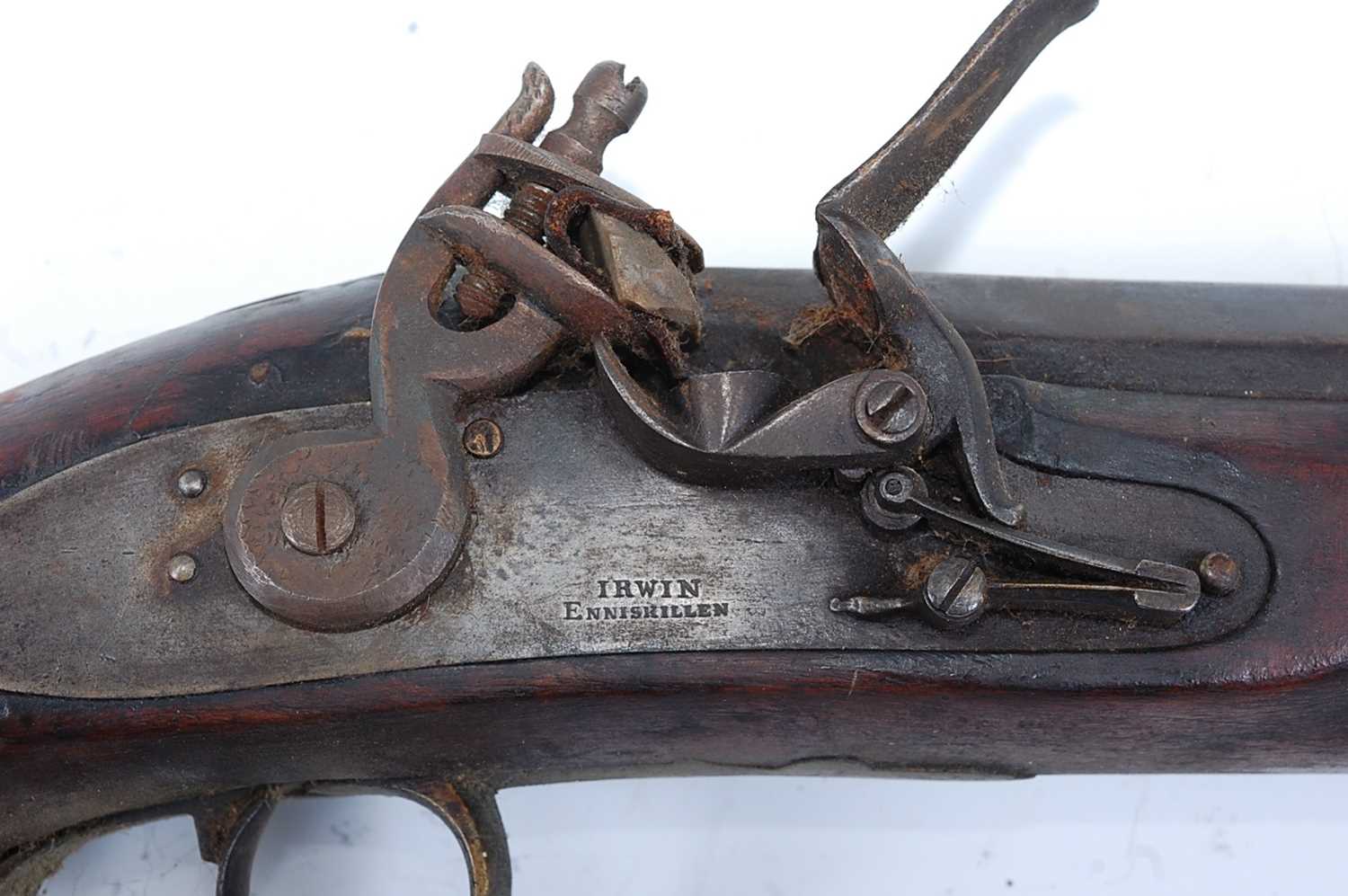A large early 19th century flintlock rifle, the 133cm barrel marked Dublin and numbered F2905, the - Image 2 of 9
