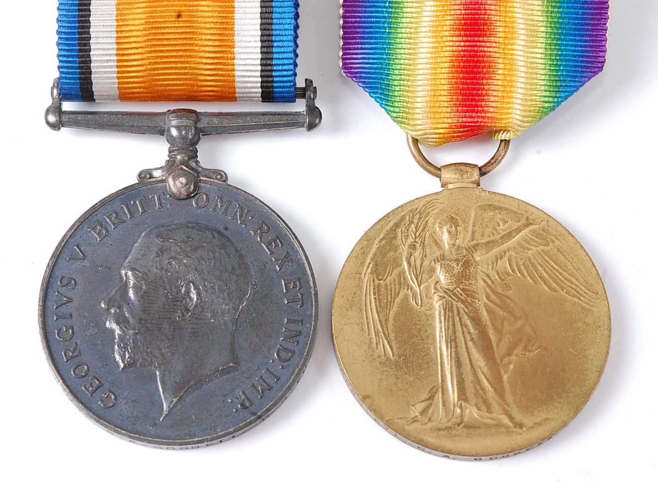 A WW I British War and Victory pair, naming 50963 PTE. G.A. GOBBETT. R.S. FUS. (2)