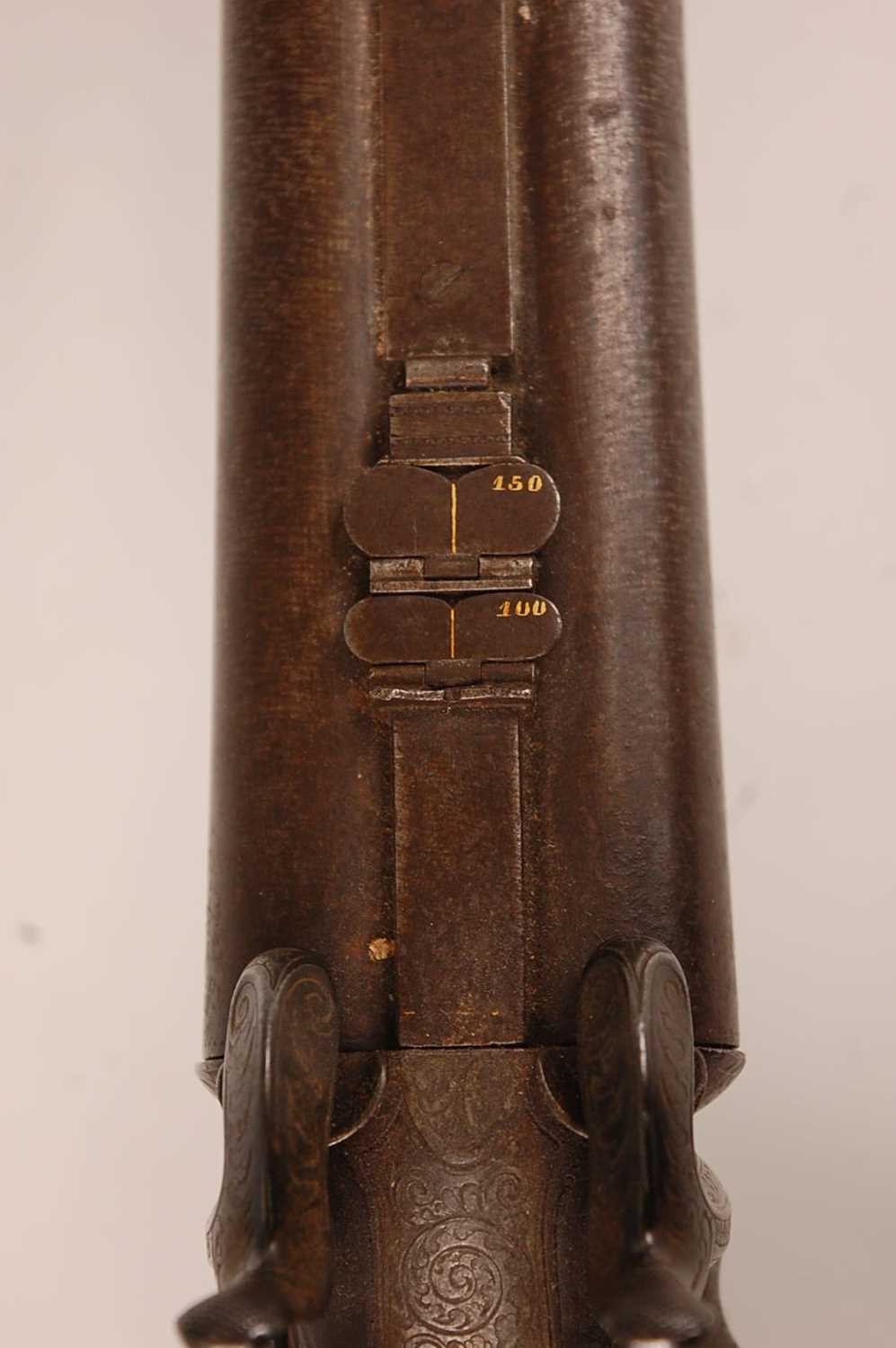 A 19th century side by side percussion sporting rifle, the 64cm barrels marked to the spine - Image 6 of 11