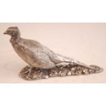 A contemporary filled silver table ornament in the form of a pheasant, maker Camelot Silverware Ltd,