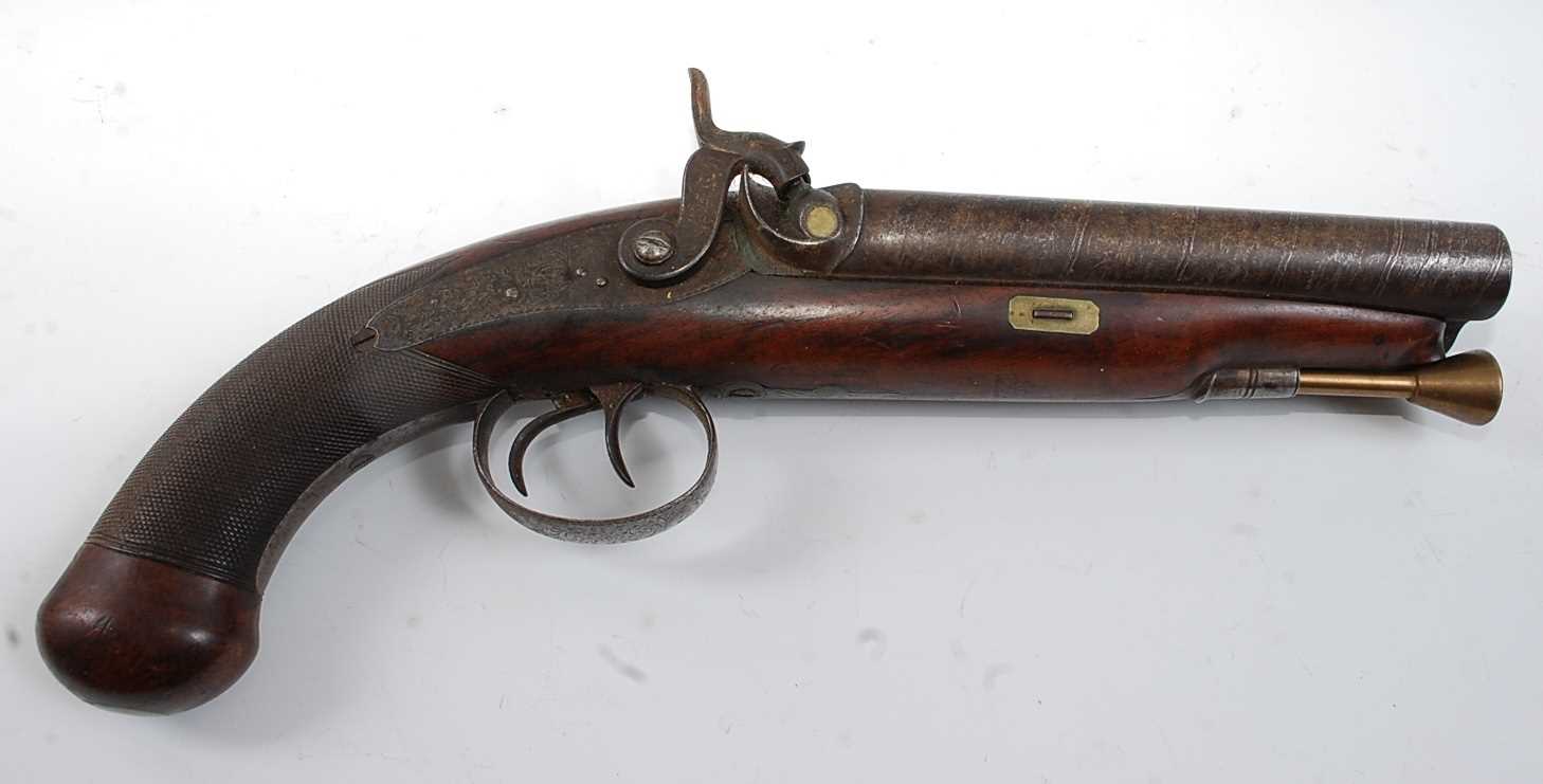 An early 19th century side by side double barrel percussion pistol by Durs Egg, the 15cm Damascus - Image 2 of 12