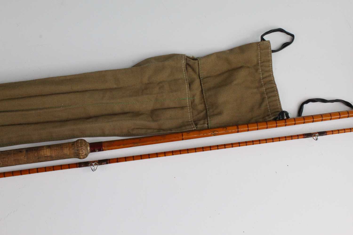 A Barry James Richard Walker Avon Mk IV 10' split cane two piece rod, in canvas bag.