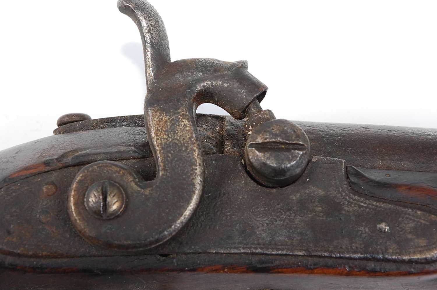 A 19th century English percussion pistol, having a 23cm sighted barrel marked London, with - Image 3 of 8