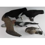 A collection of miscellaneous shooting related items to include plastic decoys, a Cabela's