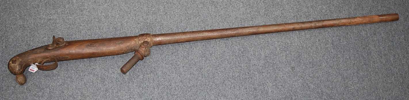 Alfred Clayton, a large 19th century fowling bank or punt gun, the 108cm large bore barrel with