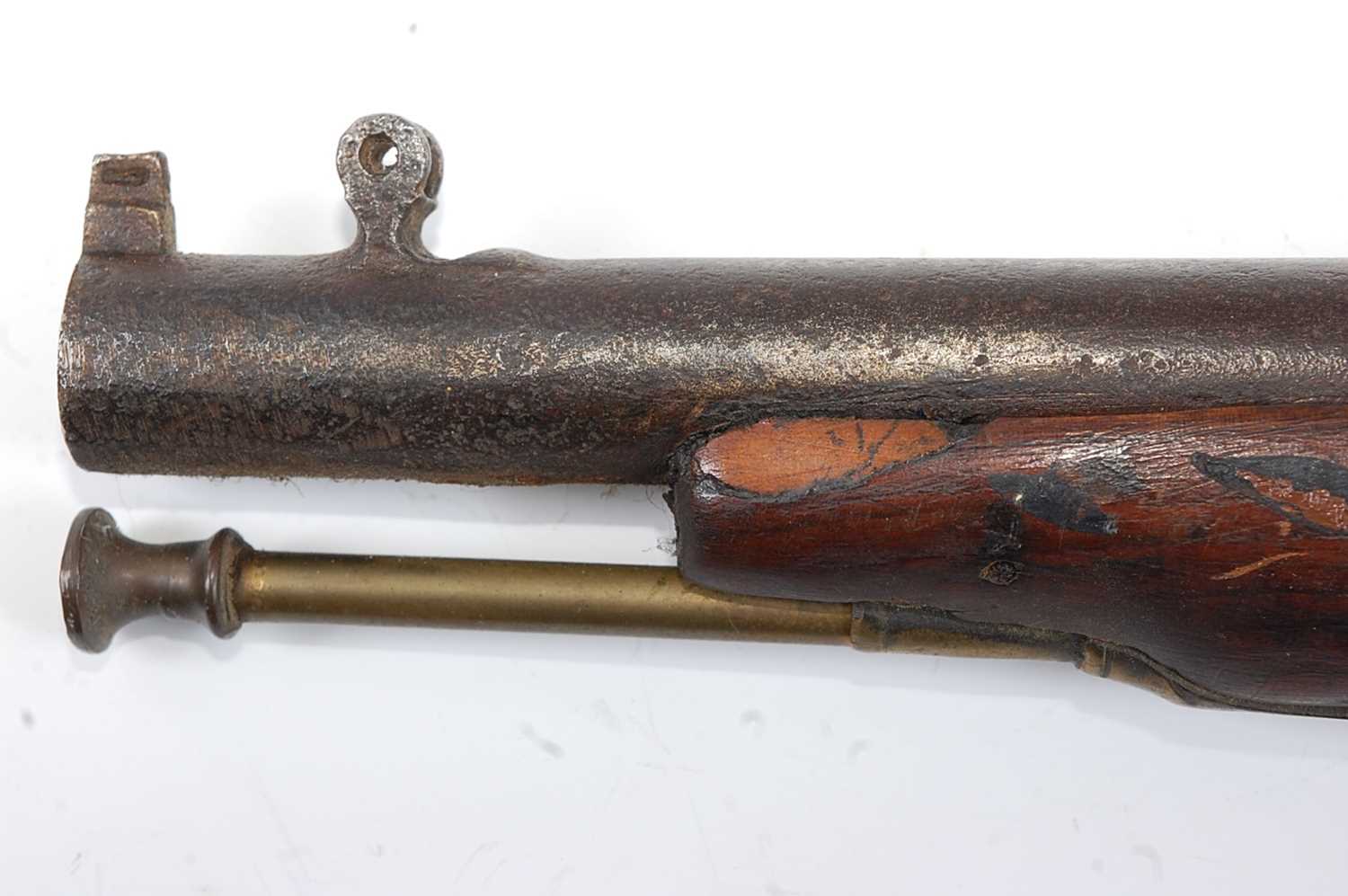 A 19th century English percussion pistol, having a 23cm sighted barrel marked London, with - Image 7 of 8