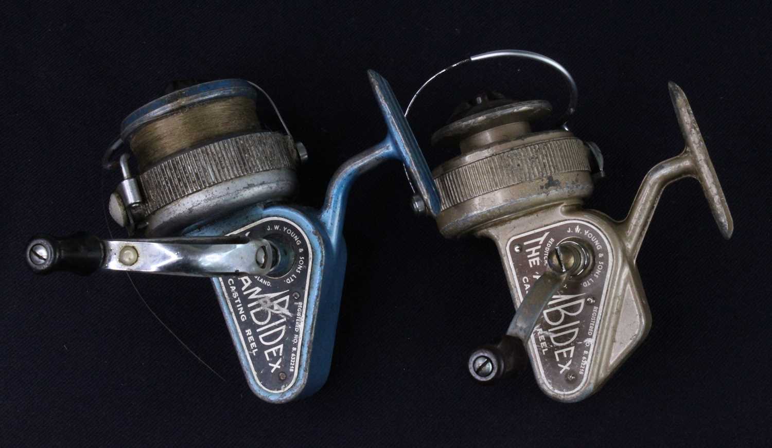 A J.W. Young & Sons Ltd The Ambidex fixed spool casting reel, together with one other similar