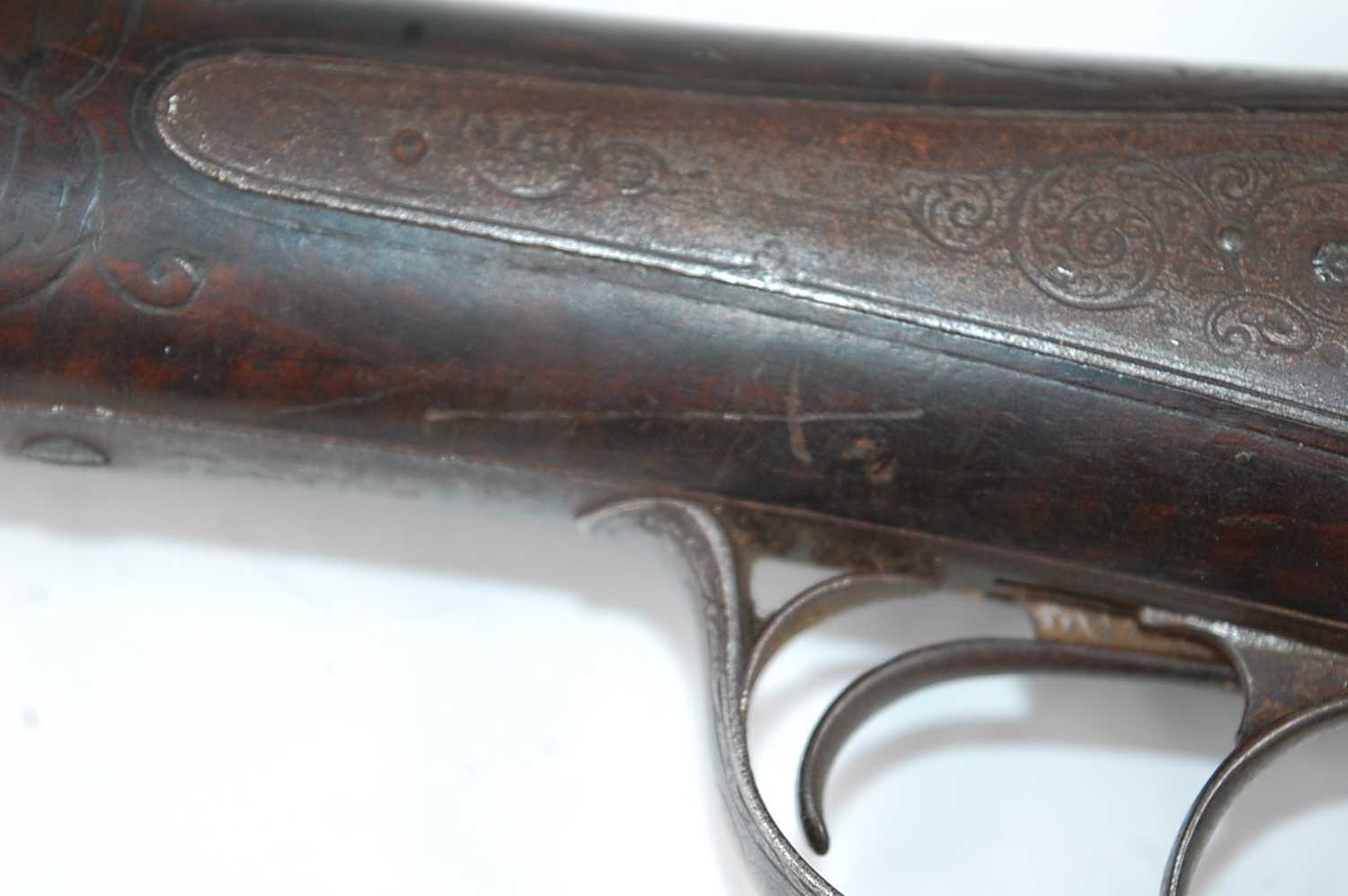 A 19th century side by side percussion sporting rifle, the 64cm barrels marked to the spine - Image 9 of 11
