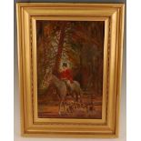 Geoffrey Mortimer (1896-1986), George VI riding with hounds near Sandringham, oil on board, signed
